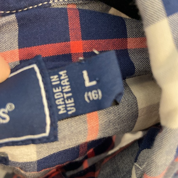 Vineyard Vines Whale Shirt Button Down Boys L 16 Checkered Long Sleeve - Picture 9 of 9